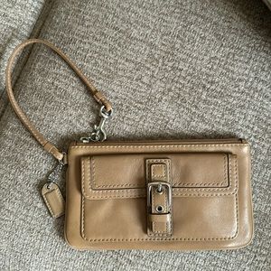 Coach beige wristlet wallet